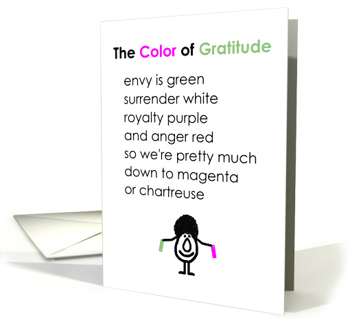 The Color of Gratitude, A Funny Thank You Poem From Her card (1631742)