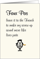 Faux Pas A Funny French Apology Poem card