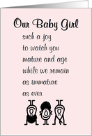 Our Baby Girl A Funny Birthday Poem For Our Daughter card