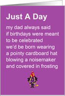 Just A Day A Funny Happy Birthday Poem card