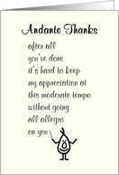 Andante Thanks A Funny Thank You Poem card