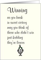 Winning A Funny Congratulations To Him Poem card