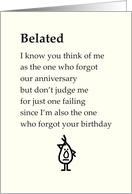 Belated A Funny Belated Happy Anniversary Poem From Him card