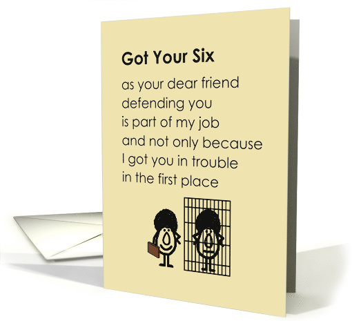 Got Your Six A Funny Thinking Of You Poem card (1826164)