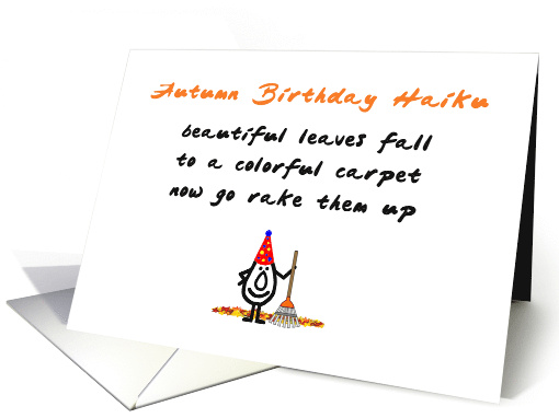 Autumn Birthday Haiku A Funny Happy Autumn Birthday Poem card