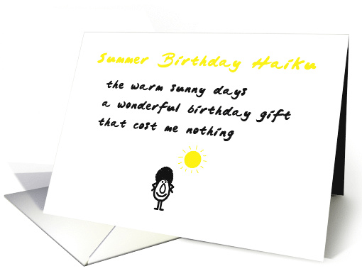 Summer Birthday Haiku A Funny Happy Summer Birthday Poem card