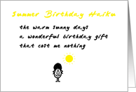 Summer Birthday Haiku A Funny Happy Summer Birthday Poem card