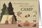 Son Summer Camp Thinking of You, Boy Campers, Campfire, Tent card