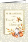 Thanksgiving Count Your Blessings Cat Pumpkin and Leaves card