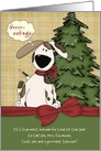 Customizable Teacher’s Name Christmas Greetings Doggy w/ bow card