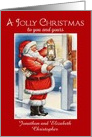 Vintage Santa Jolly Christmas to you and yours - Custom Name card