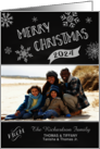 Chalkboard Merry Christmas Custom Photo and Name card