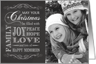 Chalkboard - custom photo Christmas filled with Joy Peace Hope etc. card