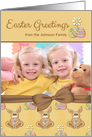 Easter Greetings Custom Photo Bunnies & Eggs card