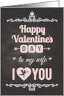 Chalkboard To Wife I Heart You Valentine Cupid card