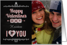 Chalkboard Custom Photo & Name I Heart You Valentine Cupid card