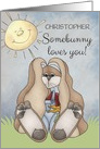Somebunny Loves You! Custom Name Easter Bunny in field card