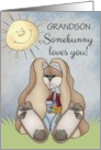 Grandson, Somebunny Loves You! Easter Bunny in sunny field card