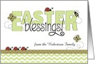 Easter Blessings, green chevron & ribbon - from custom name card