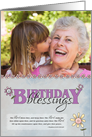 Birthday Blessings flowers & bible verse custom photo card