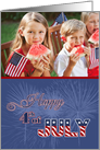 Happy 4th of July Fireworks custom photo card