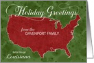 Holiday Greetings from Louisiana Custom Name & City card