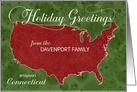 Holiday Greetings from Connecticut Custom Name & City card