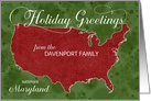 Holiday Greetings from Maryland Custom Name & City card