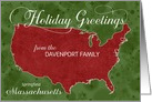 Holiday Greetings from Massachusetts Custom Name & City card
