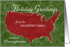 Holiday Greetings from Pennsylvania Custom Name & City card