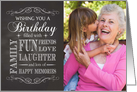 Chalkboard - Birthday Photo filled with Fun, Friends, Family Love etc card