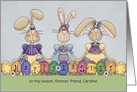 Happy Easter, from friend / custom name - Bunnies & Eggs card
