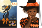 BOO Custom Photo - Trick or Treat Black Cat, Haunted House, Full Moon card