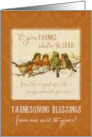 Thanksgiving Scripture Ps 136:1 O Give Thanks Vintage Birds card