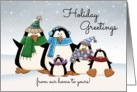 From Our Home - Holiday Greetings colorful penguin family card