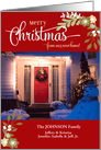 New Home-Merry Christmas modern floral custom photo & name card