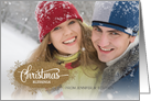 Christmas Blessings faux glitter snowflakes custom name photo card