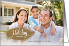 Holiday Greetings from our house glitter snowflakes custom name photo card