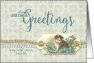 Custom Name Birthday Greetings Vintage Kitty tag card