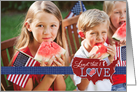 4th of July - Land that I LOVE - US heart flag faux ribbon card