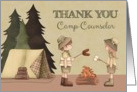Camp Counselor Thank You boy and girl around campfire card