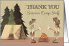 Summer Camp Staff Thank You two girls around campfire card