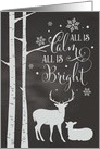Chalkboard Christmas - All is Calm All is Bright Deer and Birch Trees card