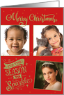 Merry Christmas - Glitter effect Season to Sparkle Custom 3 Photos card