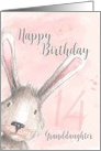 Happy 14th Birthday Granddaughter watercolor bunny rabbit card