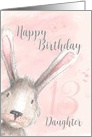 Happy 13th Birthday Daughter Watercolor Bunny Rabbit card