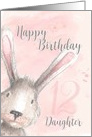 Happy 12th Birthday Daughter Watercolor Bunny Rabbit card