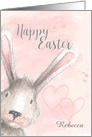 Happy Easter Watercolor Bunny Rabbit Personalize Name card