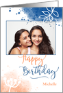 Happy Birthday Custom Photo & Name Modern Watercolor card