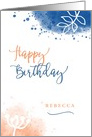 Personalized Happy Birthday Custom Name Modern Watercolor card